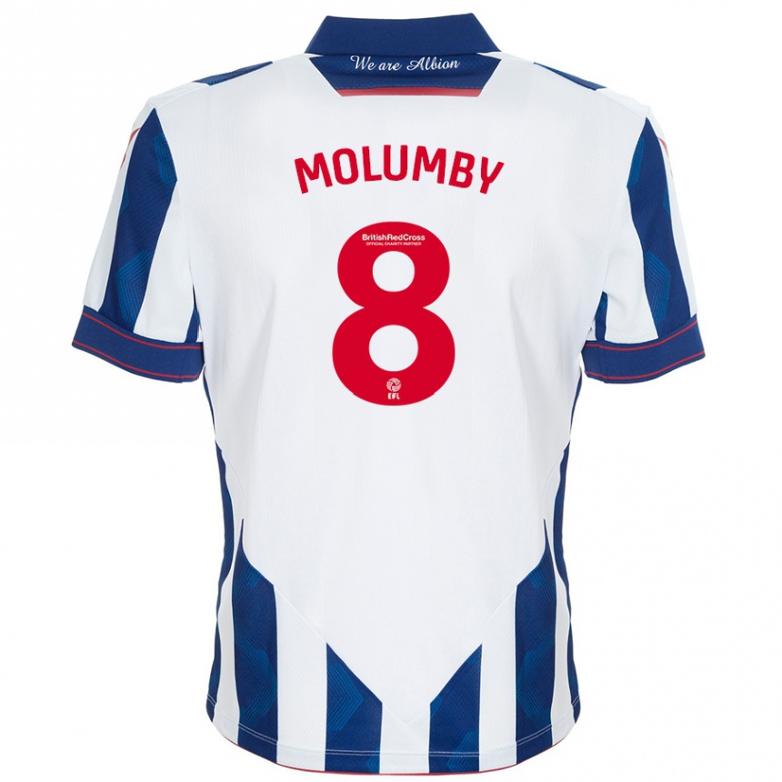 Enfant Football Maillot Jayson Molumby #8 Blanc Bleu Foncé Tenues Domicile 2024/25