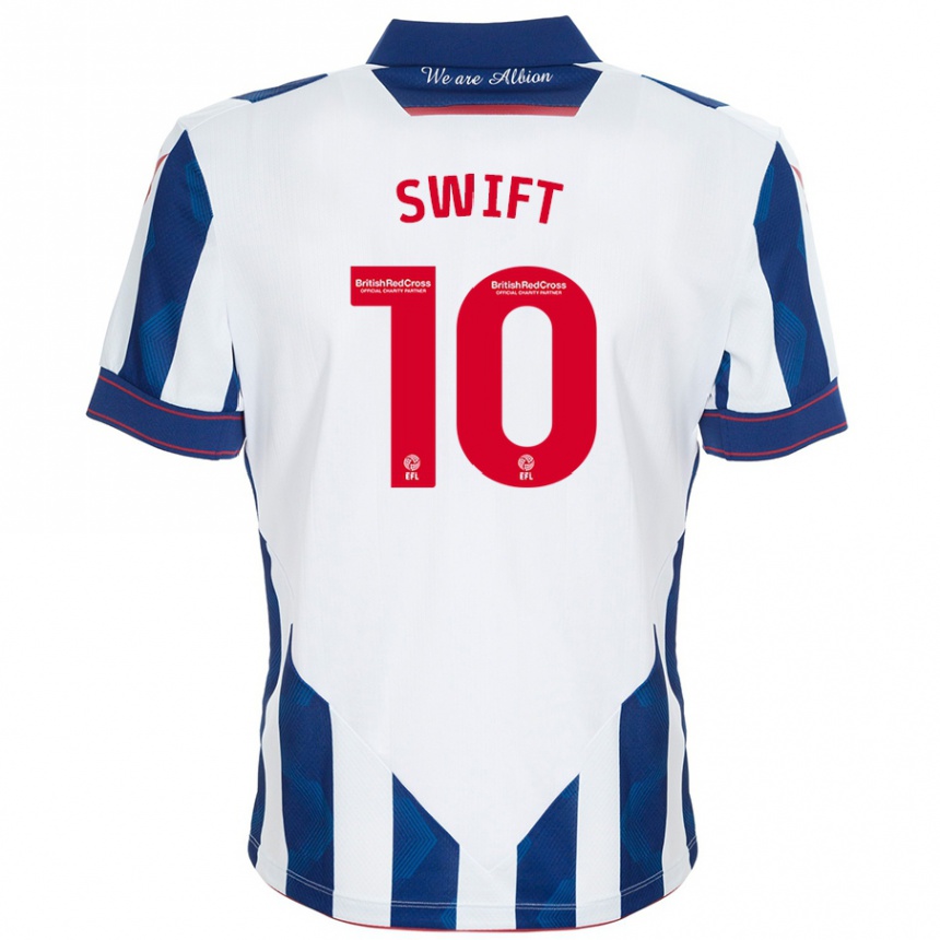 Enfant Football Maillot John Swift #10 Blanc Bleu Foncé Tenues Domicile 2024/25