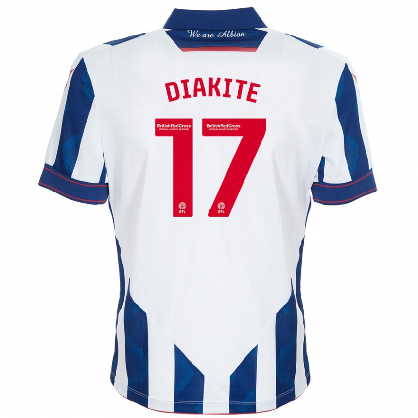 Enfant Football Maillot Ousmane Diakité #17 Blanc Bleu Foncé Tenues Domicile 2024/25