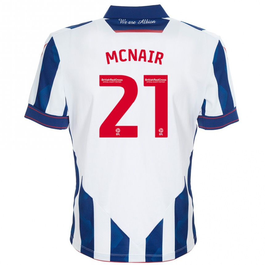 Enfant Football Maillot Paddy Mcnair #21 Blanc Bleu Foncé Tenues Domicile 2024/25