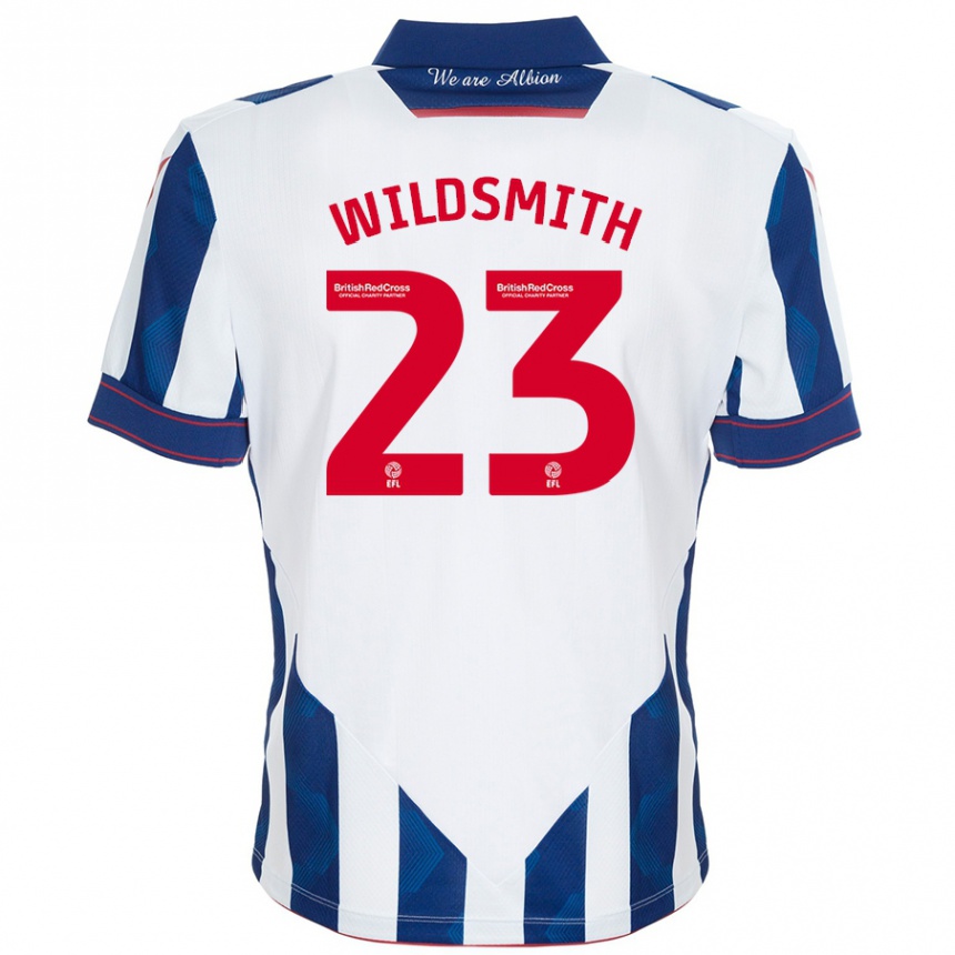 Enfant Football Maillot Joe Wildsmith #23 Blanc Bleu Foncé Tenues Domicile 2024/25