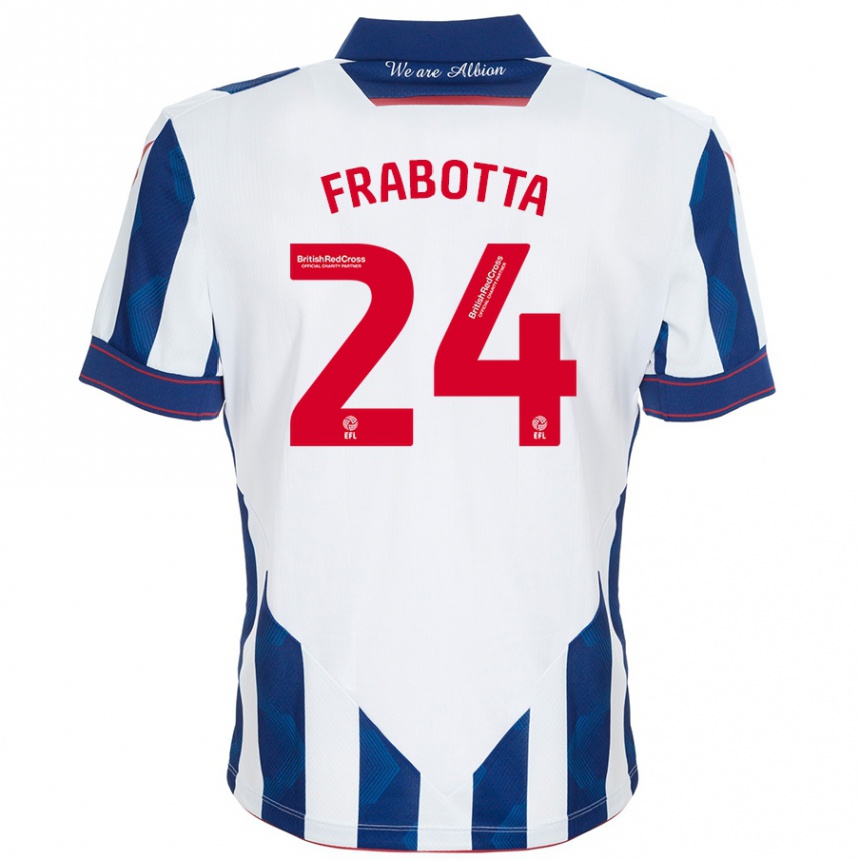 Enfant Football Maillot Gianluca Frabotta #24 Blanc Bleu Foncé Tenues Domicile 2024/25