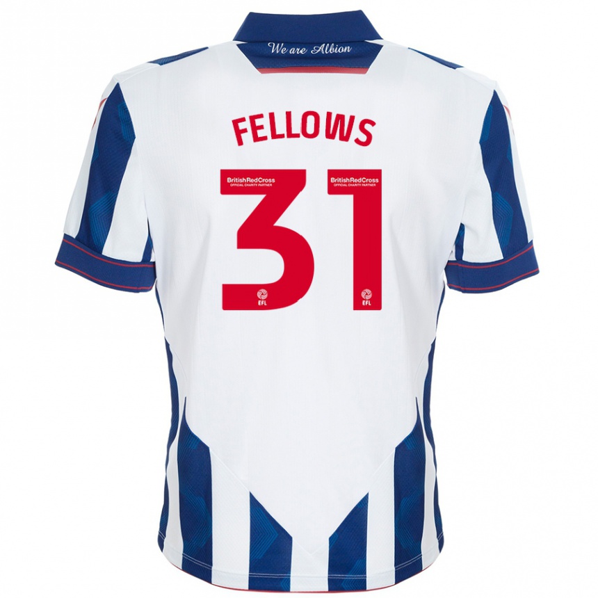 Enfant Football Maillot Tom Fellows #31 Blanc Bleu Foncé Tenues Domicile 2024/25