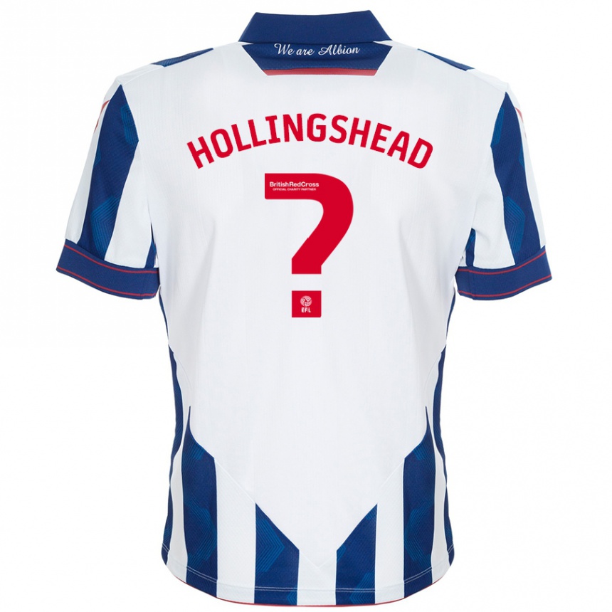 Enfant Football Maillot Ronnie Hollingshead #0 Blanc Bleu Foncé Tenues Domicile 2024/25