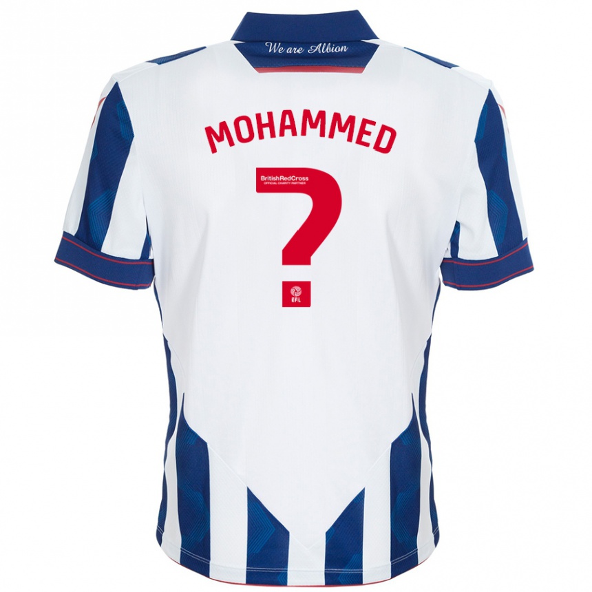 Enfant Football Maillot Jamal Mohammed #0 Blanc Bleu Foncé Tenues Domicile 2024/25