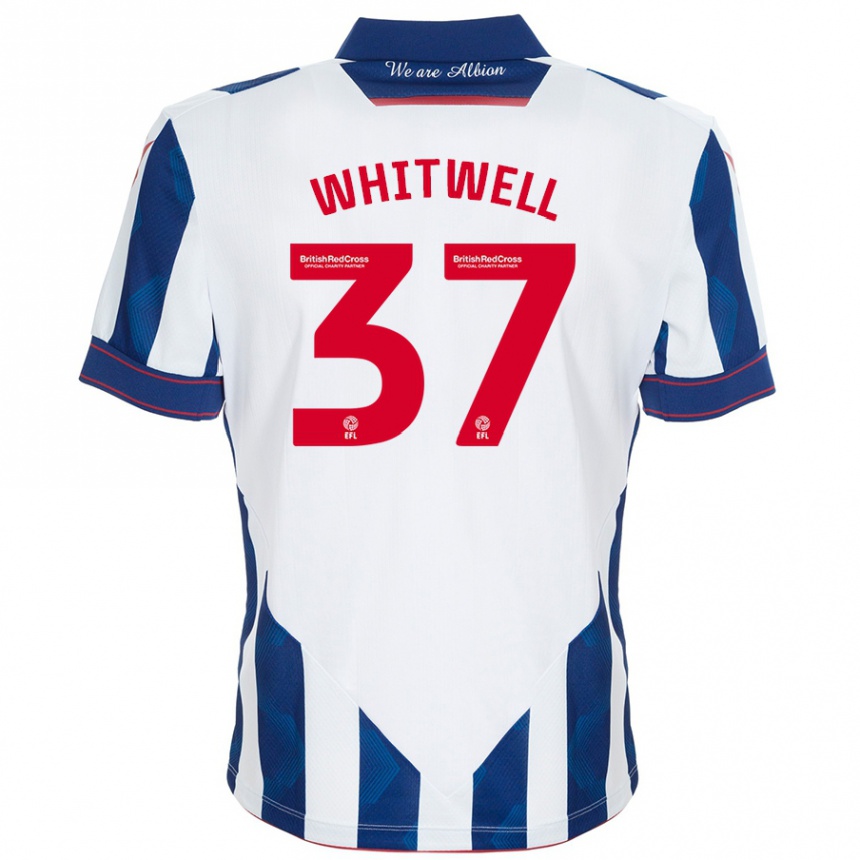 Enfant Football Maillot Harry Whitwell #37 Blanc Bleu Foncé Tenues Domicile 2024/25