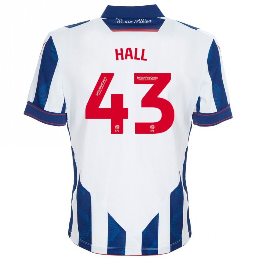 Enfant Football Maillot Reece Hall #43 Blanc Bleu Foncé Tenues Domicile 2024/25