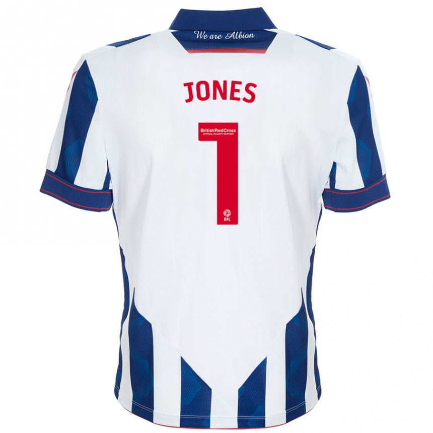 Enfant Football Maillot Lucy Jones #1 Blanc Bleu Foncé Tenues Domicile 2024/25