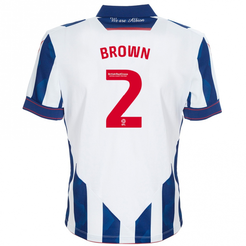 Enfant Football Maillot Ashlee Brown #2 Blanc Bleu Foncé Tenues Domicile 2024/25