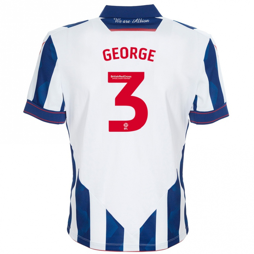 Enfant Football Maillot Hannah George #3 Blanc Bleu Foncé Tenues Domicile 2024/25