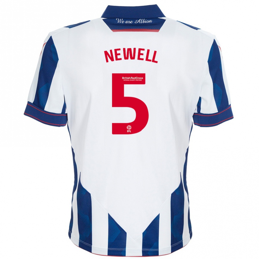 Enfant Football Maillot Lucy Newell #5 Blanc Bleu Foncé Tenues Domicile 2024/25