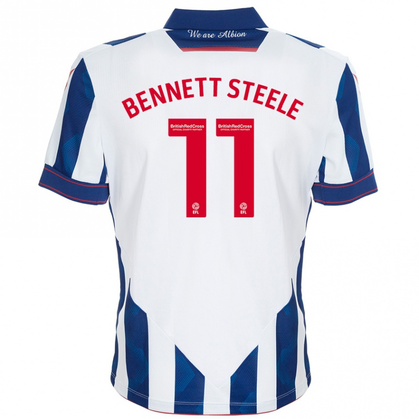 Enfant Football Maillot Lizzie Bennett-Steele #11 Blanc Bleu Foncé Tenues Domicile 2024/25