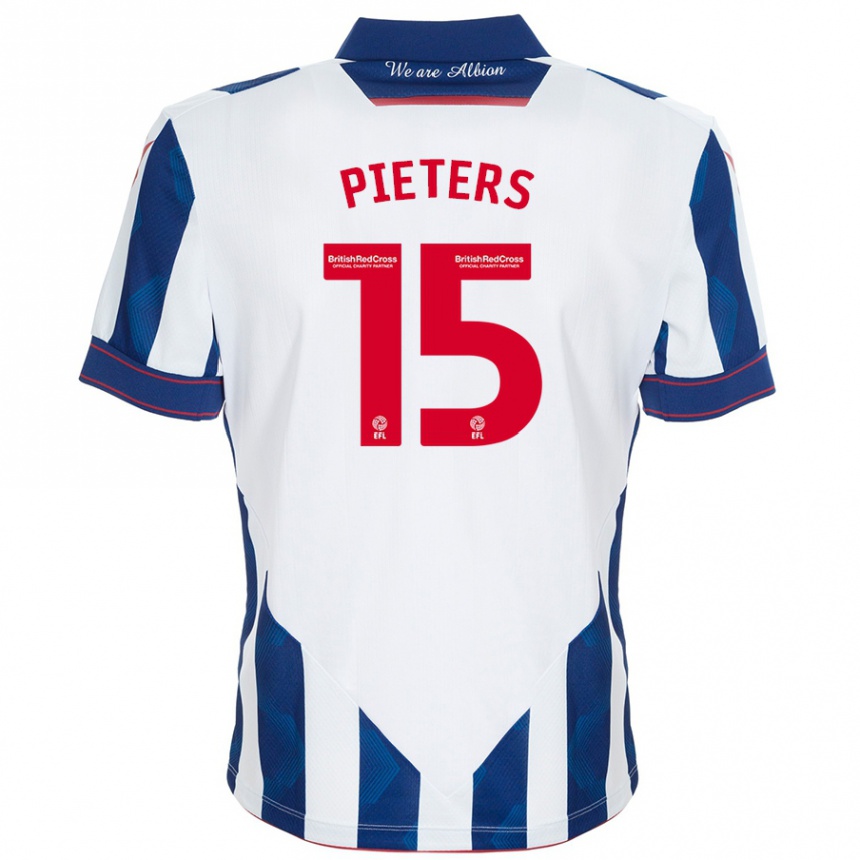 Enfant Football Maillot Erik Pieters #15 Blanc Bleu Foncé Tenues Domicile 2024/25