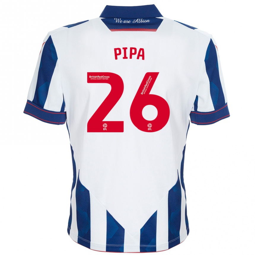 Enfant Football Maillot Pipa #26 Blanc Bleu Foncé Tenues Domicile 2024/25