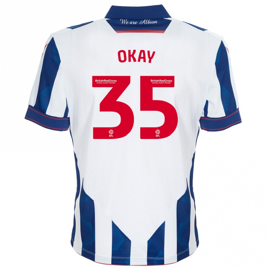 Enfant Football Maillot Okay Yokuşlu #35 Blanc Bleu Foncé Tenues Domicile 2024/25