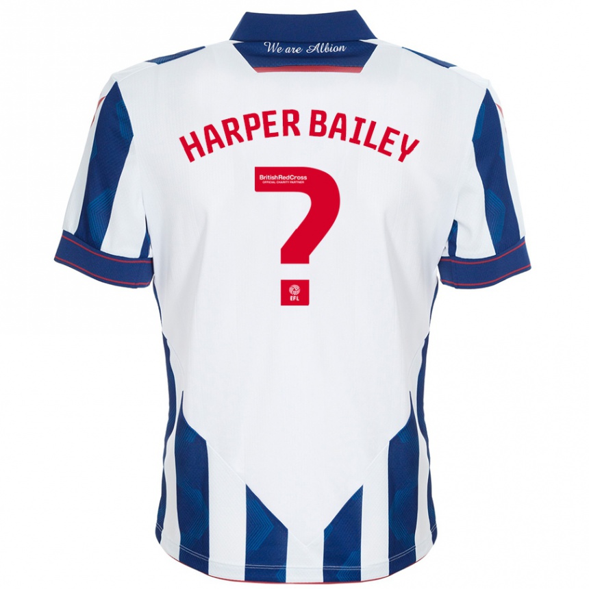 Enfant Football Maillot Aaron Harper-Bailey #0 Blanc Bleu Foncé Tenues Domicile 2024/25