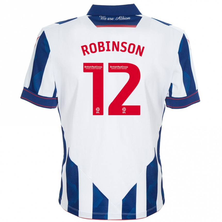 Enfant Football Maillot Leanne Robinson #12 Blanc Bleu Foncé Tenues Domicile 2024/25