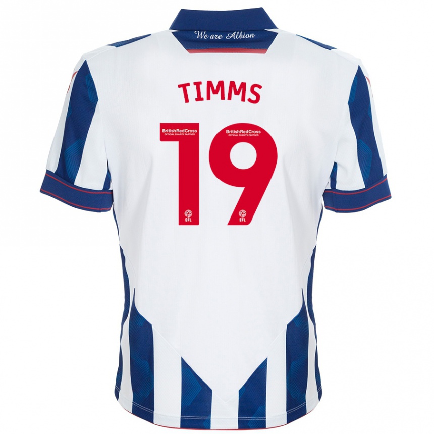 Enfant Football Maillot Maria Timms #19 Blanc Bleu Foncé Tenues Domicile 2024/25