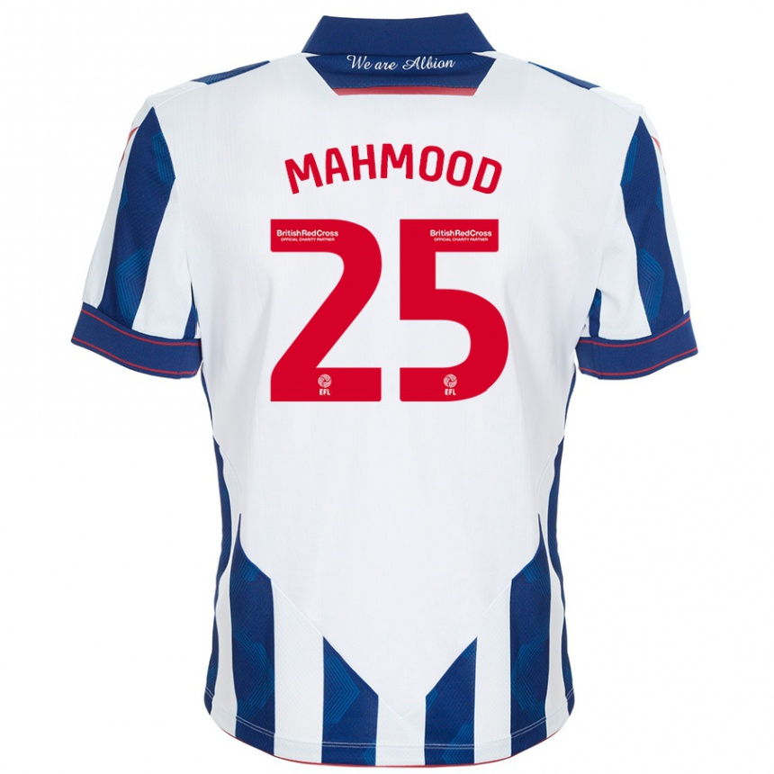 Enfant Football Maillot Mahmood #25 Blanc Bleu Foncé Tenues Domicile 2024/25