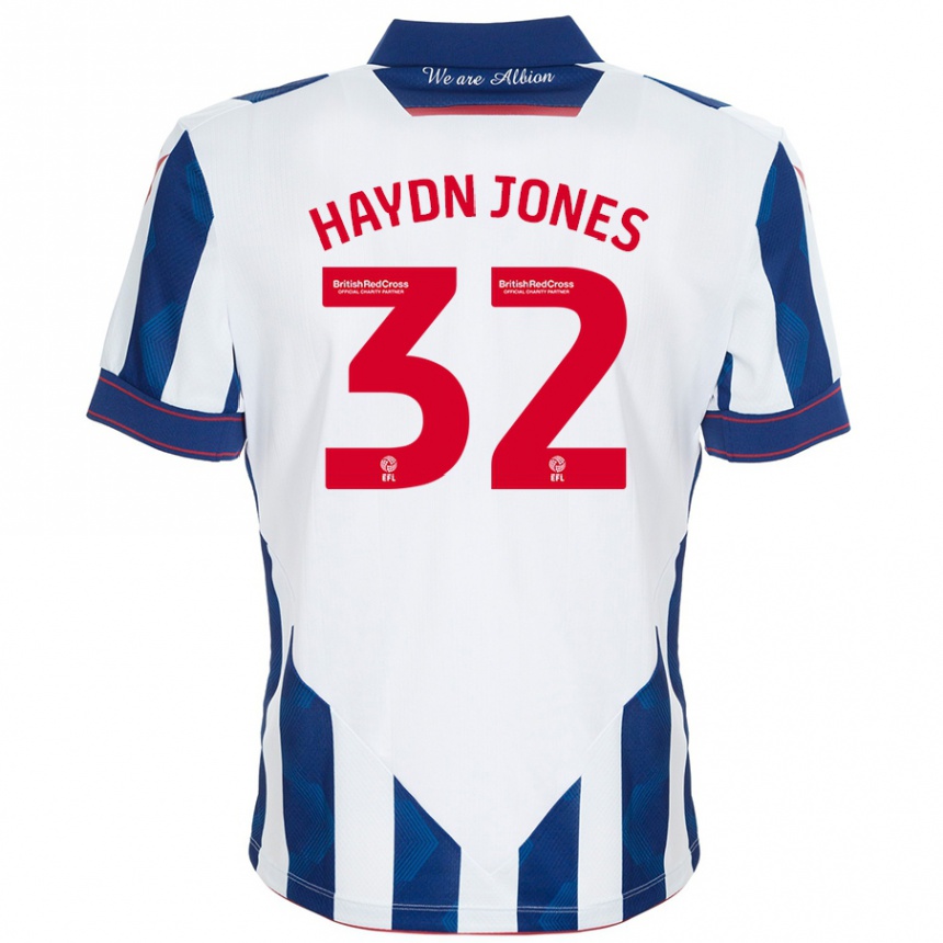 Enfant Football Maillot Mackenzie Haydn-Jones #32 Blanc Bleu Foncé Tenues Domicile 2024/25