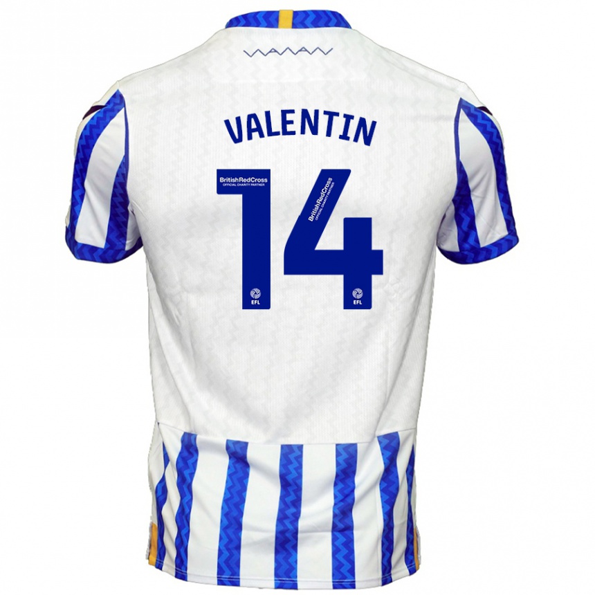 Enfant Football Maillot Pol Valentín #14 Bleu Blanc Tenues Domicile 2024/25