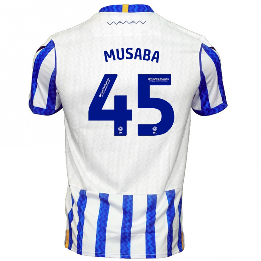 Enfant Football Maillot Anthony Musaba #45 Bleu Blanc Tenues Domicile 2024/25