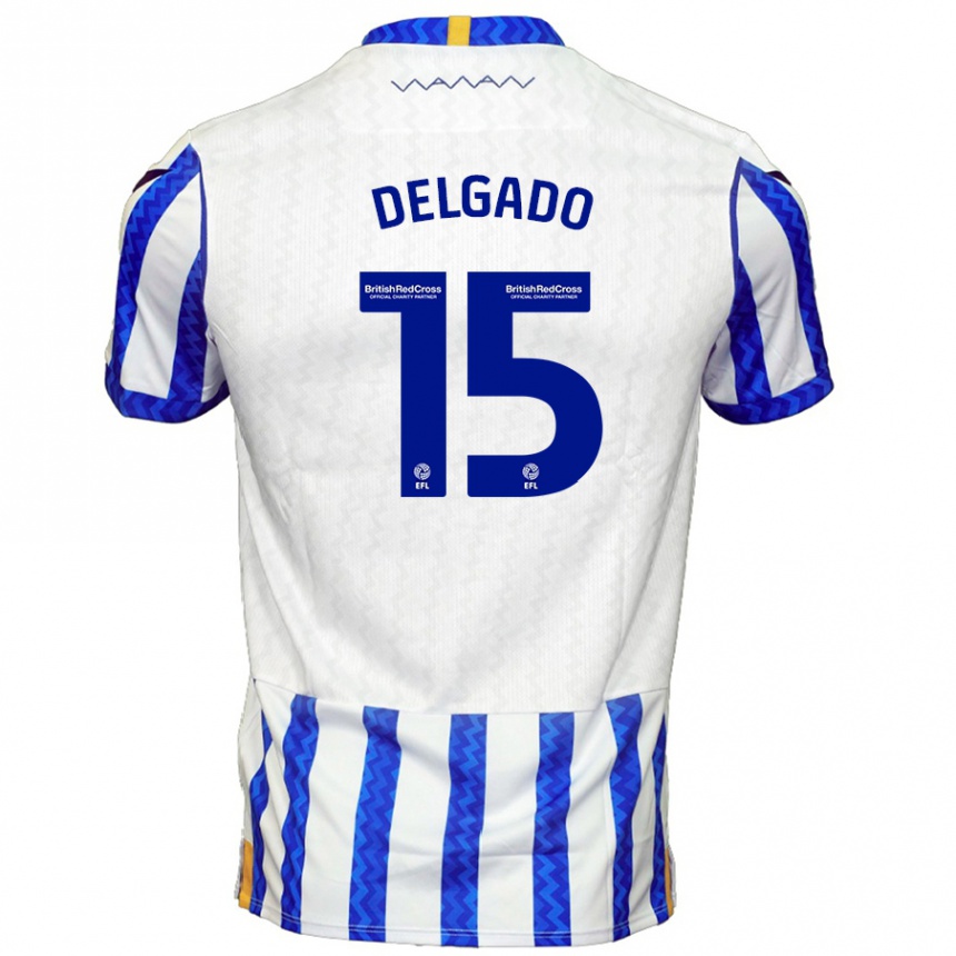 Enfant Football Maillot Juan Delgado #15 Bleu Blanc Tenues Domicile 2024/25