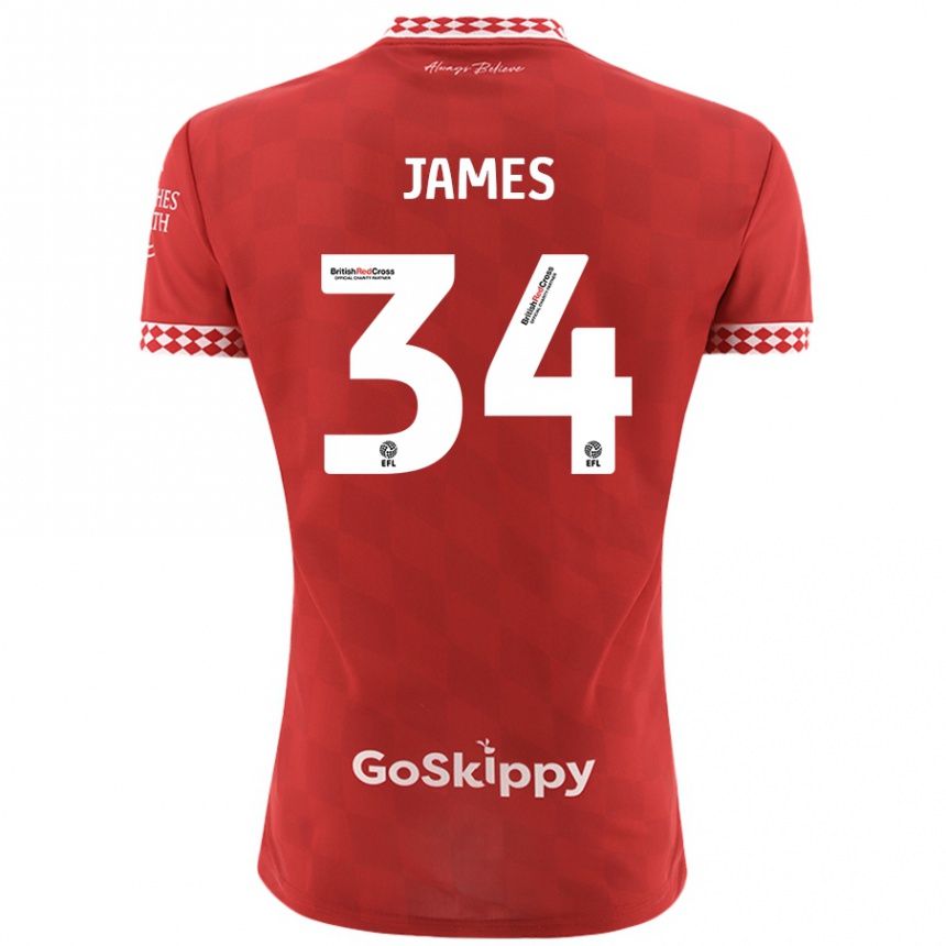 Enfant Football Maillot Joseph James #34 Rouge Tenues Domicile 2024/25