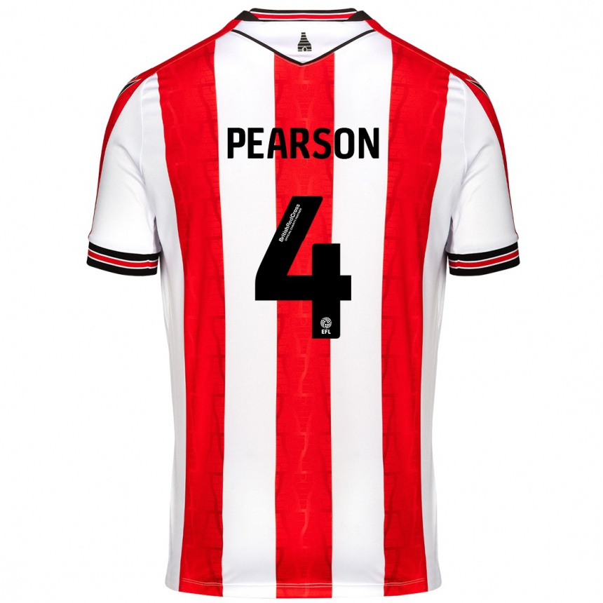 Enfant Football Maillot Ben Pearson #4 Rouge Blanc Tenues Domicile 2024/25