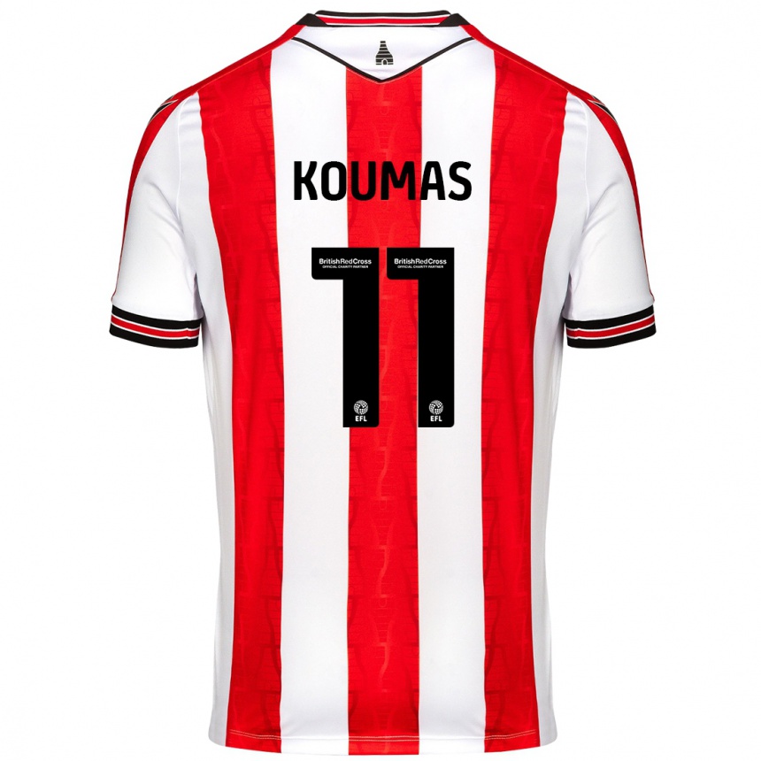 Enfant Football Maillot Lewis Koumas #11 Rouge Blanc Tenues Domicile 2024/25