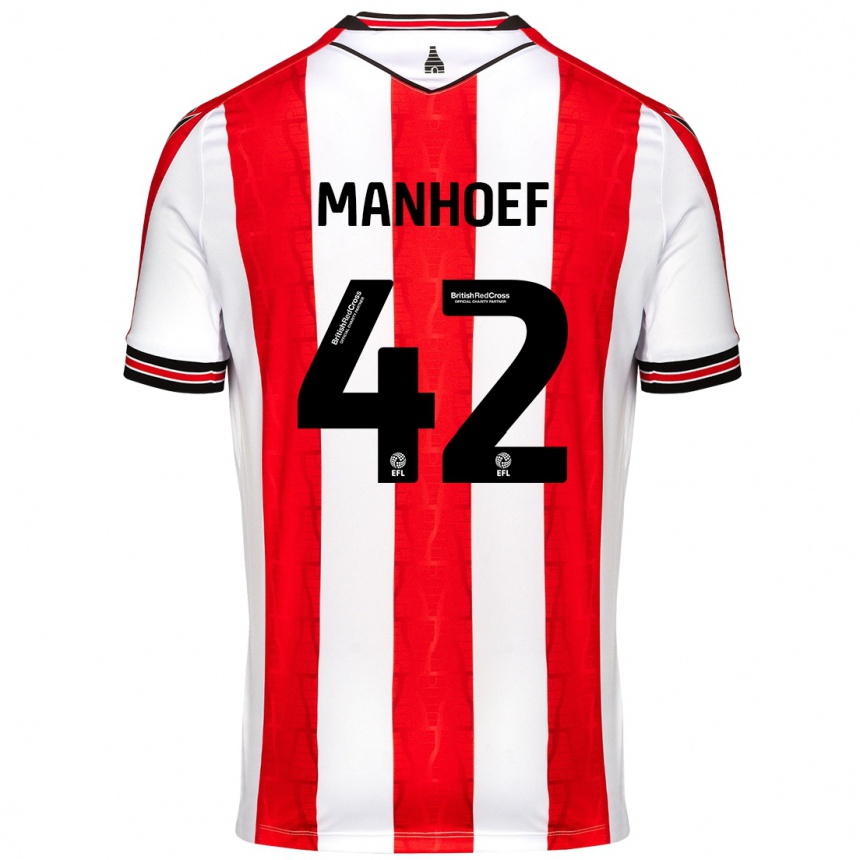 Enfant Football Maillot Million Manhoef #42 Rouge Blanc Tenues Domicile 2024/25