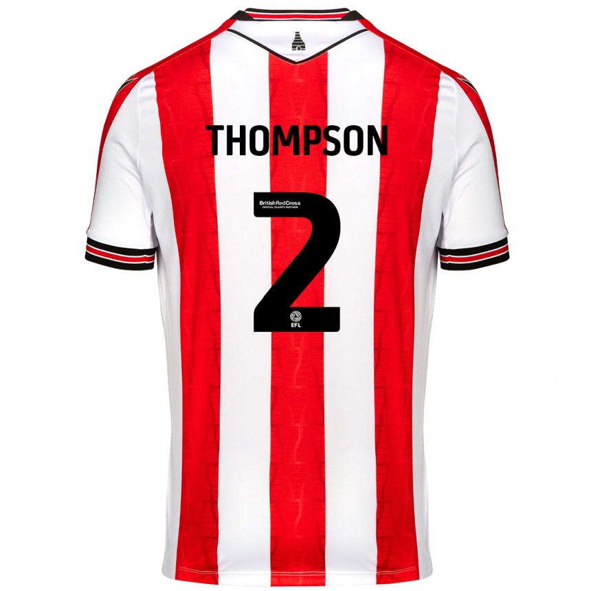 Enfant Football Maillot Sophie Thompson #2 Rouge Blanc Tenues Domicile 2024/25