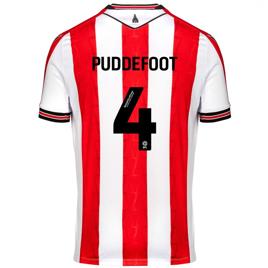 Enfant Football Maillot Danielle Puddefoot #4 Rouge Blanc Tenues Domicile 2024/25