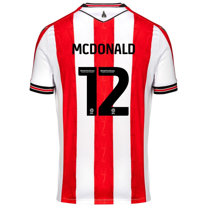 Enfant Football Maillot Kayleigh Mcdonald #12 Rouge Blanc Tenues Domicile 2024/25