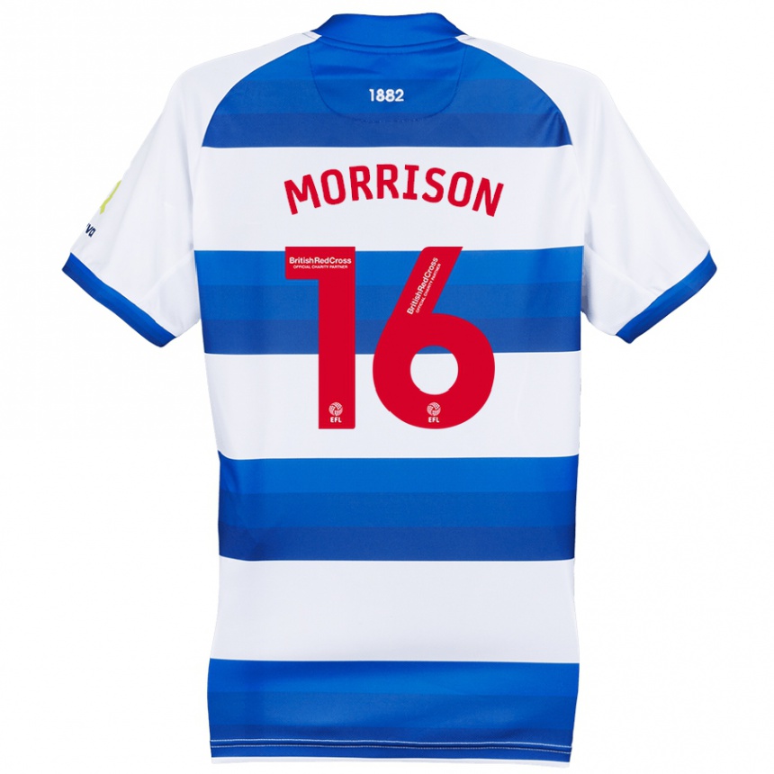 Enfant Football Maillot Liam Morrison #16 Blanc Bleu Tenues Domicile 2024/25