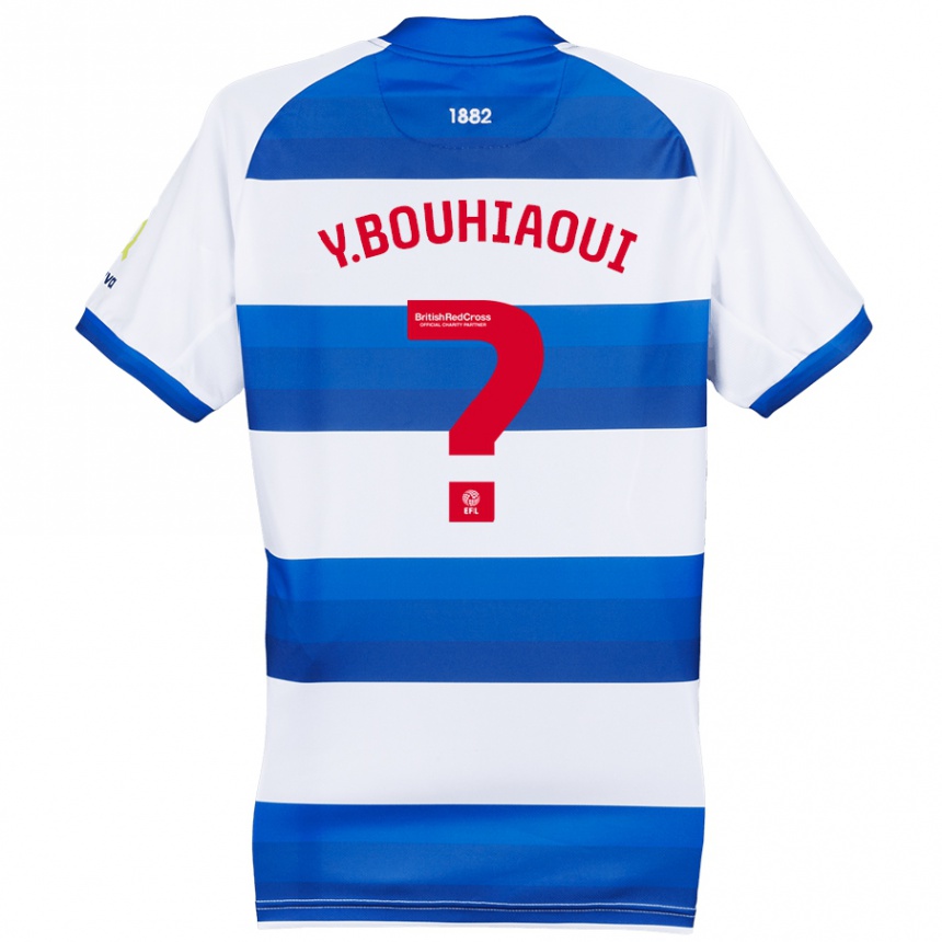 Enfant Football Maillot Youssef Bouhiaoui #0 Blanc Bleu Tenues Domicile 2024/25