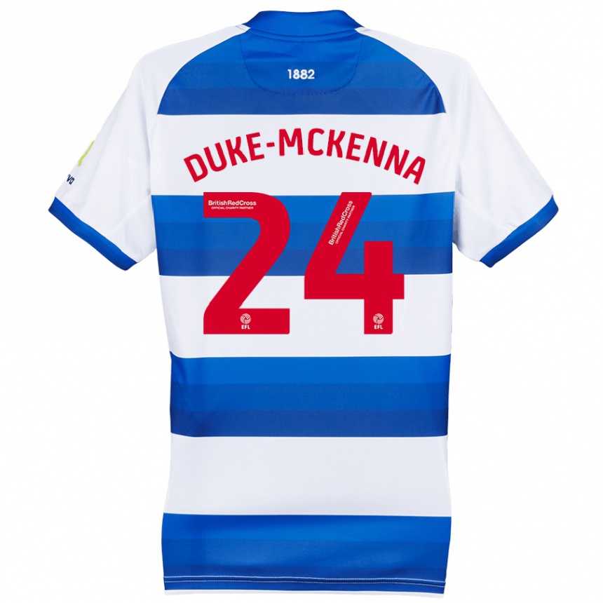 Enfant Football Maillot Stephen Duke-Mckenna #24 Blanc Bleu Tenues Domicile 2024/25