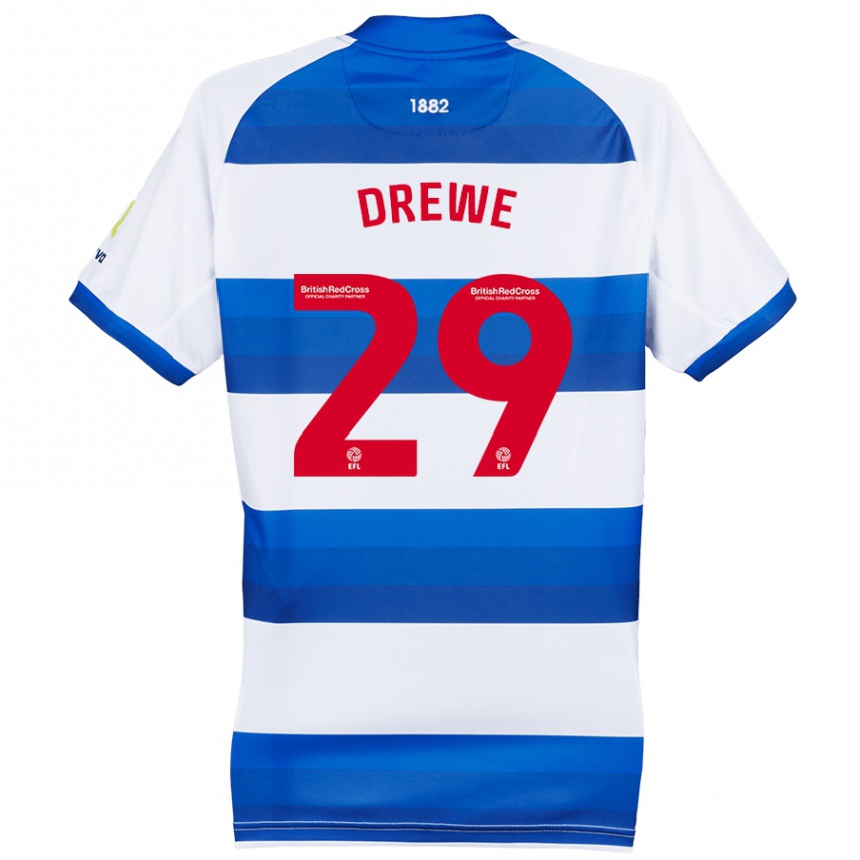 Enfant Football Maillot Aaron Drewe #29 Blanc Bleu Tenues Domicile 2024/25