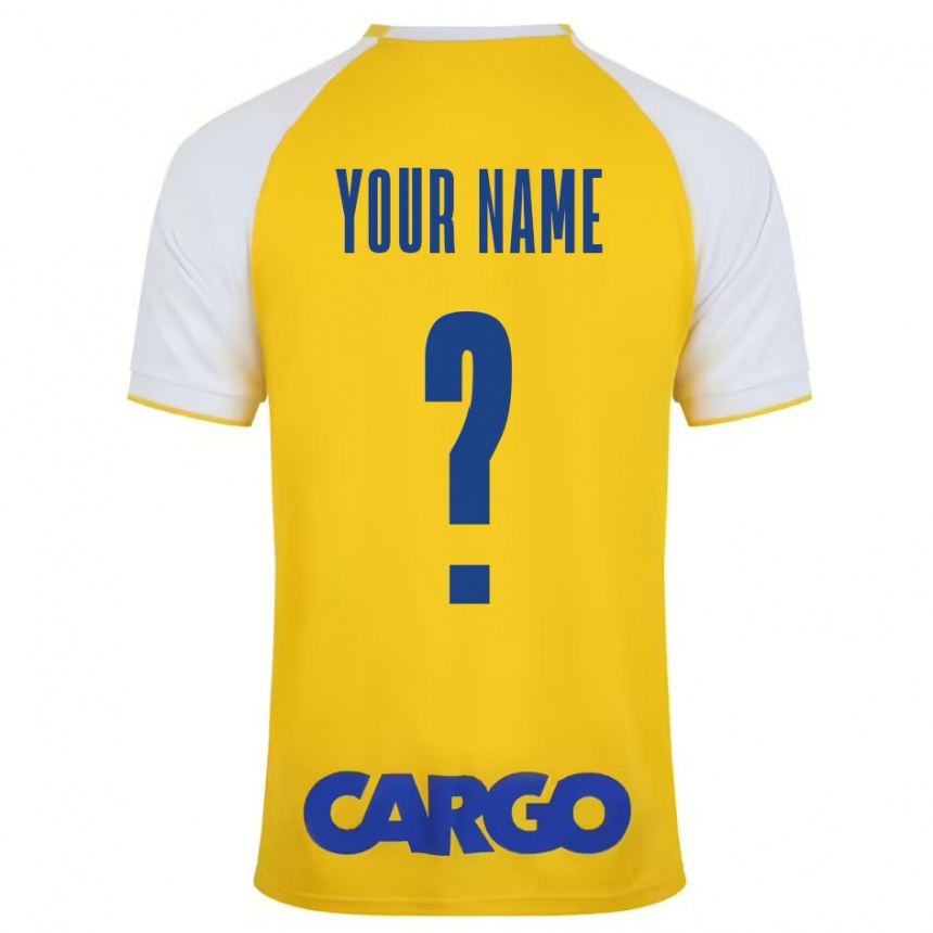 Enfant Football Maillot Votre Nom #0 Jaune Blanc Tenues Domicile 2024/25