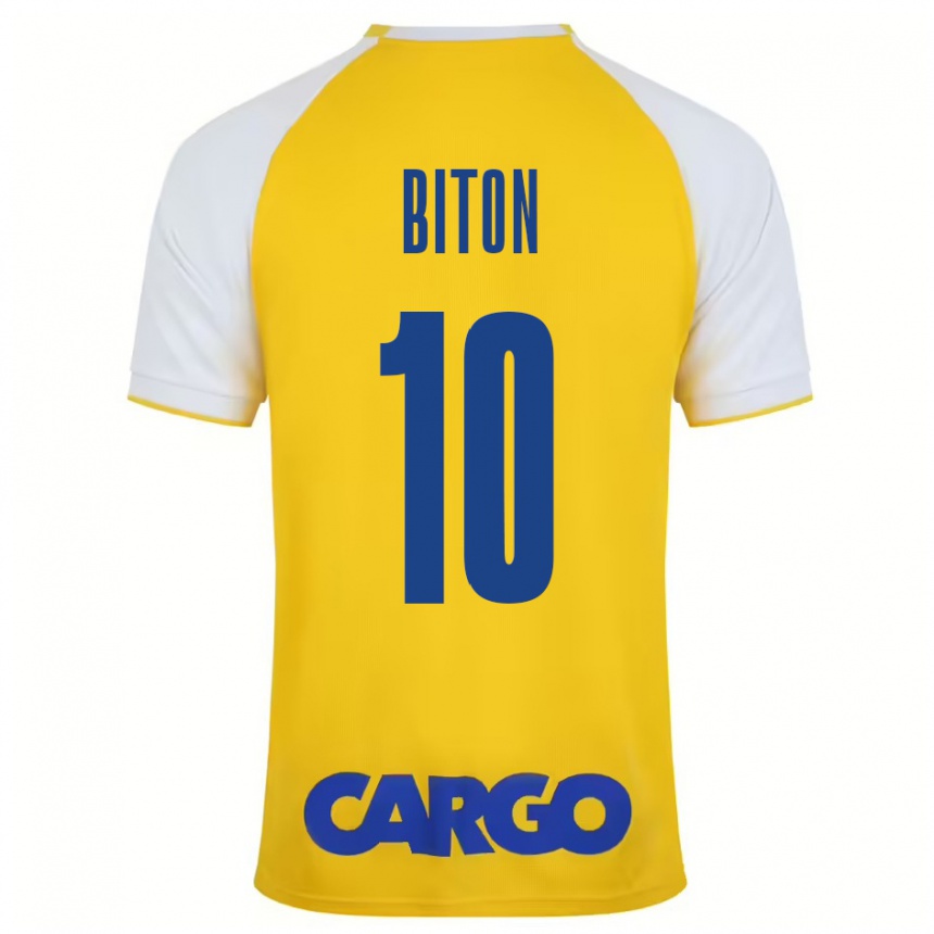 Enfant Football Maillot Dan Biton #10 Jaune Blanc Tenues Domicile 2024/25