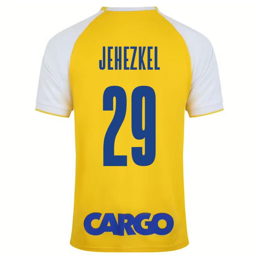 Enfant Football Maillot Sagiv Jehezkel #29 Jaune Blanc Tenues Domicile 2024/25