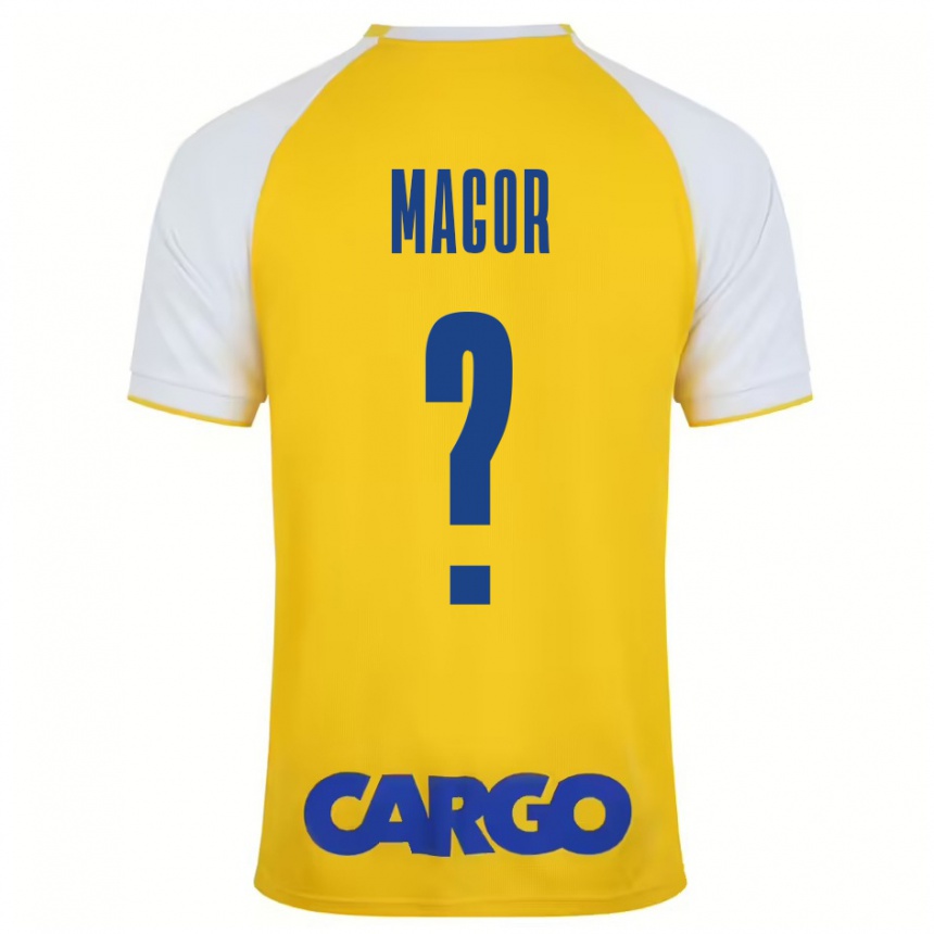 Enfant Football Maillot Roee Magor #0 Jaune Blanc Tenues Domicile 2024/25