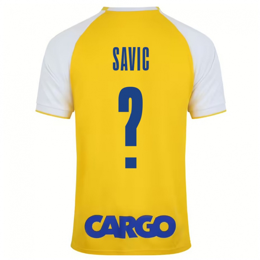 Enfant Football Maillot Rom Savic #0 Jaune Blanc Tenues Domicile 2024/25