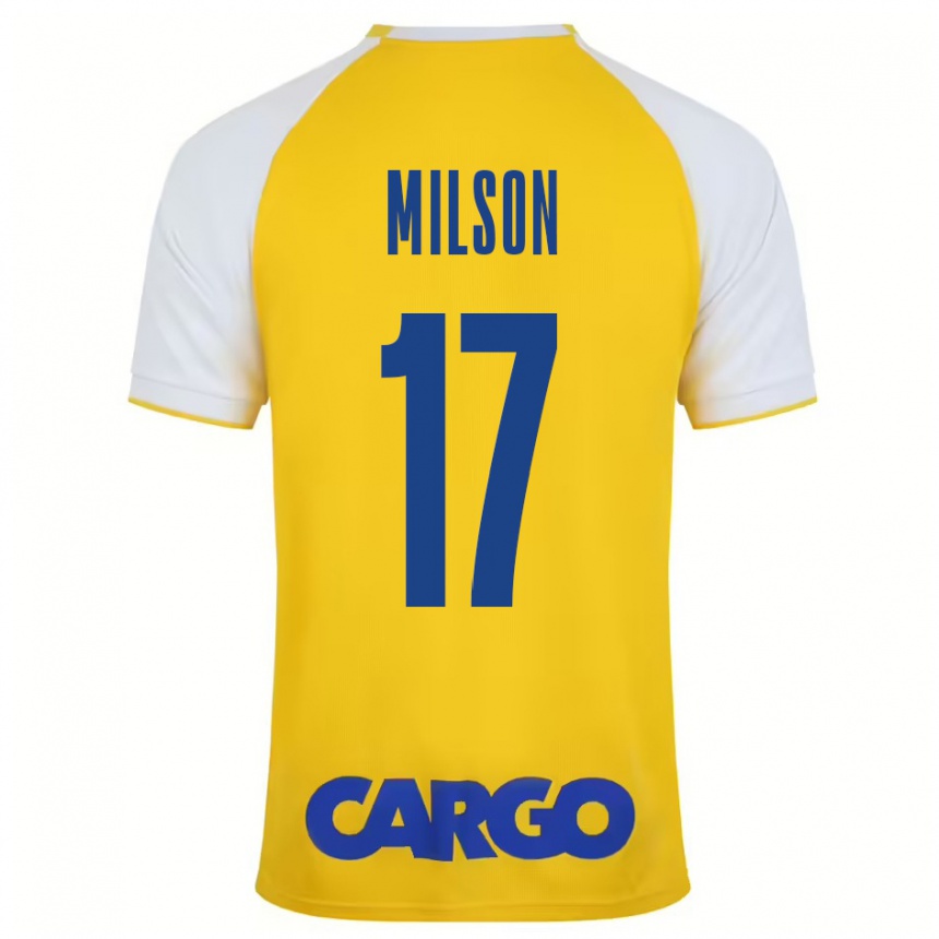 Enfant Football Maillot Milson #17 Jaune Blanc Tenues Domicile 2024/25