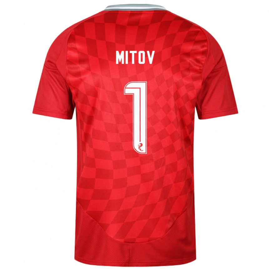 Enfant Football Maillot Dimitar Mitov #1 Rouge Tenues Domicile 2024/25