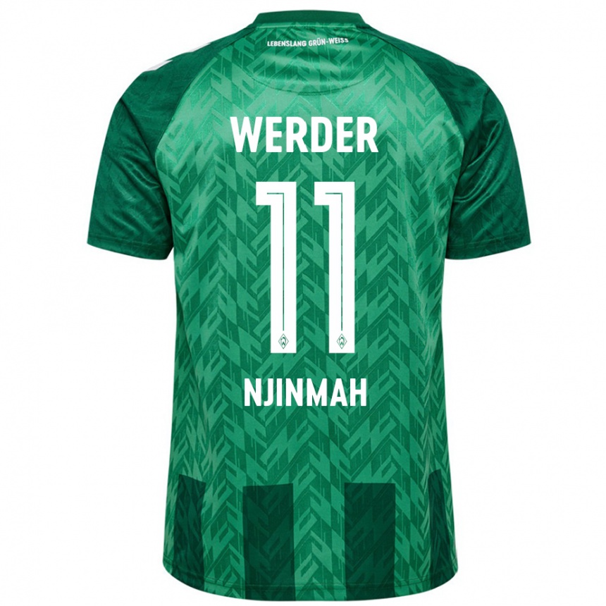 Enfant Football Maillot Justin Njinmah #11 Vert Tenues Domicile 2024/25