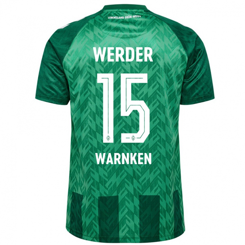 Enfant Football Maillot Jannes Warnken #15 Vert Tenues Domicile 2024/25