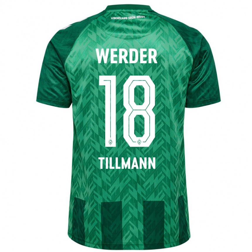 Enfant Football Maillot Felix Tillmann #18 Vert Tenues Domicile 2024/25