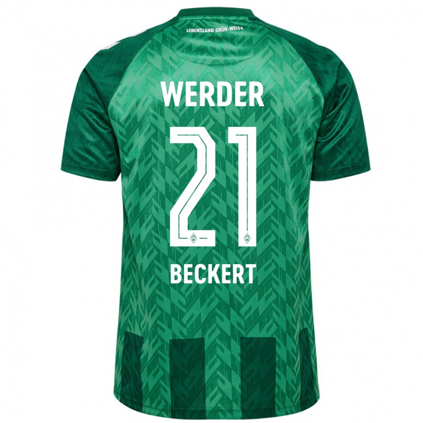 Enfant Football Maillot Jonathan Beckert #21 Vert Tenues Domicile 2024/25