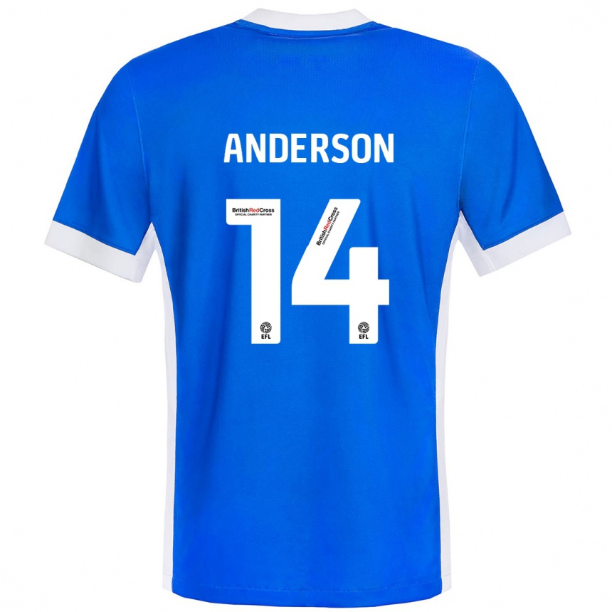 Enfant Football Maillot Keshi Anderson #14 Bleu Blanc Tenues Domicile 2024/25